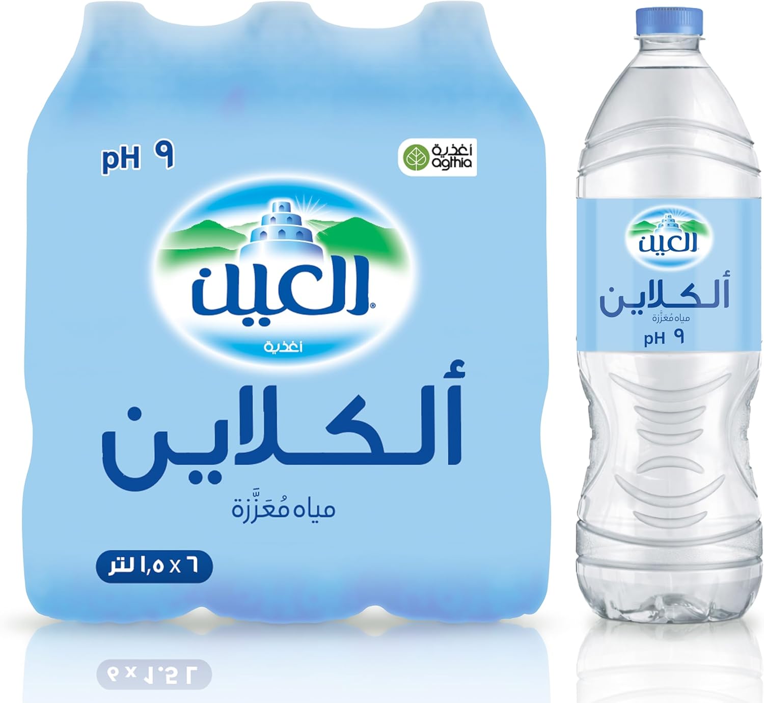 العين مياه قلوية 1.5 لتر، عبوة من 6 قطع